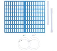 Wodsty Protezione per piscina blu con corda elastica, efficace rete per rimuovere detriti, materiale PP antiruggine 42 x 33 cm