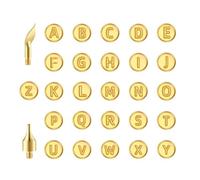 Wodsty Punte per bruciare il legno con lettere e numeri in rame per artigianato fai da te e personalizzazione su legno, pelle e carta, set da 28 pezzi