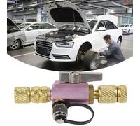 Wodsty R410A VacuumRated - Strumento di rimozione del nucleo della valvola con svasatura femmina da 5/16" x 1/4" svasatura maschio per sistemi HVAC Porta manometro integrata in ottone + costruzione in