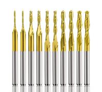 Wodsty Set di 10 frese a testa sferica in carburo CNC, codolo da 1/8", 2 scanalature, per legno, alluminio e acciaio, include 5 misure (1 mm, 15 mm, 2 mm, 25 mm, 3175 mm)