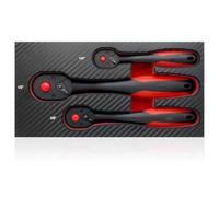 Wodsty Set di 3 chiavi a cricchetto con 72 denti, 1/4", 3/8" e 1/2", manico curvo
