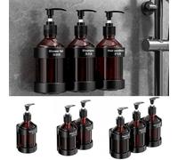Wodsty Set di dispenser di sapone salvaspazio da parete, gel doccia e | Dispenser di sapone manuale con pompa per montaggio a parete in bagno e cucina, nero