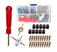 Wodsty Set di strumenti per valvole degli pneumatici per auto/bicicletta/moto, 4 in 1 per rimuovere e inserire la valvola degli pneumatici, kit di riparazione per valvole americane (33 pezzi, rame)