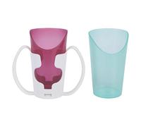 Woedpez 1 set tazze ficcanaso a prova, With a cup holder | Recipiente per disfagia a bocca inclinata con design ritagliato per ausili per bere speciali e ausili per bere