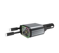 Woedpez Caricabatterie da auto 4 in 1 doppio USB C e USB A con proiettore a stelle luce e cavo regolabile a 180 gradi