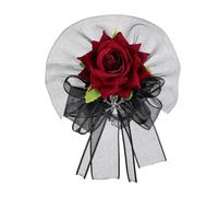 Woedpez Corpetto Floreale per Eventi con Rete Nera, Wine Red Wrist Flowe | in tessuto gotico con rete nera per lo styling Halloween, da polso Halloween indossabile per look