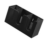 Woedpez Organizzatore tazze a 3 scomparti, Black DESKTOP MODEL | Coperchio per bicchiere carta e portacannuccia per angolo caffè, bancone della cucina, spazio per le pause
