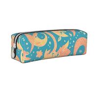 woerexker Astuccio da parete in legno, in pelle PU, carino, piccolo, astuccio per matite con cerniera, Motivo stampato pesce giallo, Taglia unica, Organizer per borse