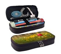 woerexker Astuccio in pelle con piante, funghi, erba, astuccio divertente per cancelleria, organizer di grande capacità, astuccio per matite per ragazzi della scuola A, Come nella foto, Taglia unica,