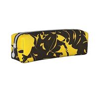 woerexker Astuccio in pelle PU con motivo stampato a fiori gialli, astuccio per matite con cerniera, Come nella foto, Taglia unica, Organizer per borse