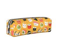 woerexker Astuccio in stile giapponese con motivo sushi kawaii con cerniera in pelle per penne e matite, organizer per cosmetici e trucchi, Come nella foto, Taglia unica, Organizer per borse
