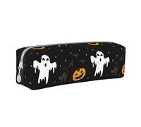 woerexker Astuccio per matite con motivo fantasma zucca di Halloween, con cerniera, in pelle, per penne, matite, organizer per cosmetici, borsa per il trucco, Come nella foto, Taglia unica, Organizer