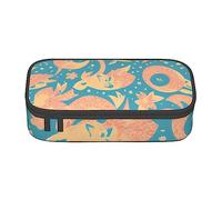 woerexker Astuccio per matite con motivo stampato di pesci gialli, grande capacità, astuccio per penne portatile con cerniera, Come nella foto, Taglia unica, Organizer per borse