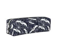 woerexker Astuccio per matite con pipistrelli e ragnatela di Halloween, con cerniera, in pelle, per penne, matite, organizer per cosmetici e trucchi, Come nella foto, Taglia unica, Organizer per borse