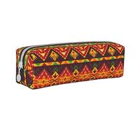woerexker Astuccio portamatite con cerniera, in pelle, con cerniera, per penne e matite, con motivo nativo del sud-ovest americano indiano azteco, Come nella foto, Taglia unica, Organizer per borse