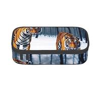 woerexker Astuccio portamatite grande capienza The Lion at Sunset, astuccio per penne portatile con cerniera, Tigri nella neve, Taglia unica, Organizer per borse