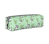 woerexker Astuccio portapenne con motivo panda e foglie di bambù, con cerniera, in pelle, per penne, matite, cosmetici, cosmetici, Come nella foto, Taglia unica, Organizer per borse
