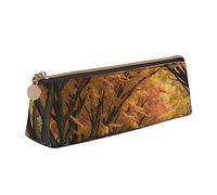 woerexker Astuccio portapenne piccolo a triangolo, in pelle PU, con cerniera e scritta "The Lion at Sunset", La strada per Autumn Park, Taglia unica, Organizer per borse