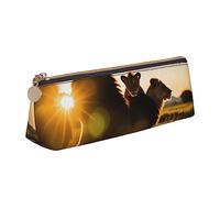 woerexker Astuccio portapenne piccolo a triangolo, in pelle PU, con cerniera e scritta "The Lion at Sunset", Il leone al tramonto, Taglia unica, Organizer per borse