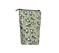 woerexker Astuccio telescopico in legno di bambù con panda, portapenne, cosmetici, cancelleria da scrivania, organizer per forniture per ufficio, Come nella foto, Taglia unica, Organizer per borse