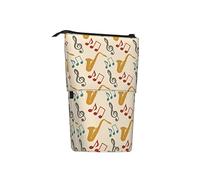 woerexker Astuccio telescopico per matite con note musicali e sassofoni, astuccio per cosmetici, cancelleria da scrivania, organizer per forniture per ufficio, Come nella foto, Taglia unica, Organizer
