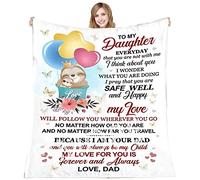 woerexker Coperta in pile con bradipo per mia figlia, con scritta stampata "Dad" per la posta aerea della figlia, per incoraggiare e amare positivamente, regalo per figlia da papà