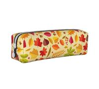woerexker Happy Fall Harvest - Astuccio porta matite con stampa foglia d'acero, con cerniera, in pelle, per penne, matite, organizer per cosmetici, Come nella foto, Taglia unica, Organizer per borse