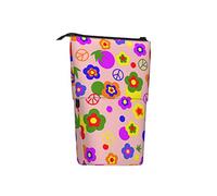 woerexker Hippie Peace Daisy Flower Standing Pencil Case Telescopico Portapenne Pouch Cosmetici Borse Scrivania Cancelleria Organizer Box per Forniture per Ufficio, Come nella foto, Taglia unica,
