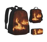 woerexker Set di 3 zaini con fenicotteri sulla spiaggia con tasca zaino a tracolla borsa portapranzo borsa per il pranzo per zaino da viaggio, Modelli stampati a fuoco, Taglia unica, Organizer per