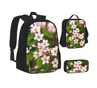 woerexker Set di 3 zaini con fenicotteri sulla spiaggia con tasca zaino a tracolla borsa portapranzo borsa per il pranzo per zaino da viaggio, Motivo floreale, Taglia unica, Organizer per borse