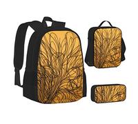 woerexker Set di 3 zaini con fenicotteri sulla spiaggia con tasca zaino a tracolla borsa portapranzo borsa per il pranzo per zaino da viaggio, Motivo con stampa floreale, Taglia unica, Organizer per