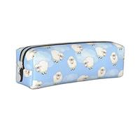 woerexker Simpatico astuccio con motivo di pecore bianche, con cerniera, in pelle, per penne e matite, organizer per cosmetici e trucchi, Come nella foto, Taglia unica, Organizer per borse