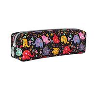 woerexker Simpatico astuccio con stampa di elefanti, astuccio con cerniera, in pelle, per penne e matite, organizer per cosmetici e trucchi, Come nella foto, Taglia unica, Organizer per borse