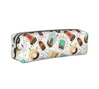 woerexker Simpatico astuccio per matite con motivo a bolle di tè con cerniera, in pelle, per penne, matite, organizer per cosmetici e trucchi, Come nella foto, Taglia unica, Organizer per borse