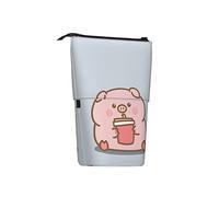 woerexker Simpatico cartone animato modello maiale astuccio telescopico portamatite sacchetto cosmetici borse scrivania cancelleria organizzatore scatola per forniture per ufficio, Come nella foto,