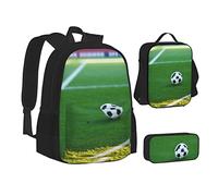 woerexker Sunflower Over The Mountain and Field Set di tre pezzi zaino con tasca zaino Cross-Body Lunch Bag Pen Bag per viaggio Daypack, La palla sul campo di calcio, Taglia unica, Organizer per borse