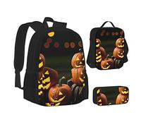 woerexker Zainetto a tre pezzi con scheletro di zucca, zaino con tasca, borsa per il pranzo a tracolla, borsa portapenne, zaino da viaggio, Scheletro di zucca, Taglia unica, Organizer per borse