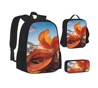 woerexker Zainetto a tre pezzi con scheletro di zucca, zaino con tasca, borsa per il pranzo a tracolla, borsa portapenne, zaino da viaggio, Shell sulla spiaggia, Taglia unica, Organizer per borse