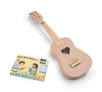 Woet - Chitarra giocattolo in legno per bambini - chitarra acustica rosa 6 corde - giocattolo strumento musicale di risveglio con libretto di canzoni - dai 3 anni - regalo per ragazze e ragazzi