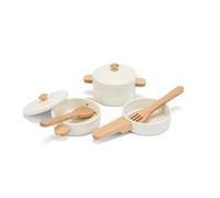 Woet® - Giocattolo da Cucina in Legno per Bambini Piccoli - Set di Pentole e Padelle Bianco 7 Pezzi - Accessori Cucina Giocattolo - A Partire da 2 Anni - Regalo per Bambini