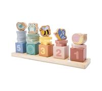 Woet® Gioco in Legno Conta e Impila per Bambini, Gioco Montessori 1-10, Tabellone Educativo da Ordinare, Riconoscimento dei Numeri, Motricità Fine, A Partire da 3 Anni