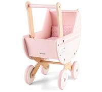 Woet® Letto per Bambole Giocattolo in Legno per Bambini - Con Coperta e Cuscino - Per Bambole fino a 43 cm - Giocattolo di Imitazione - A Partire da 3 Anni