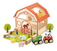 Woet® Nave Portacontainer Giocattolo in Legno per Bambini - Con 4 Container - Set Veicoli - Giocattolo di Imitazione - A Partire da 3 Anni