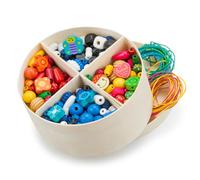 Woet New Classic Toys Wooden Lacing Beads-260 Gram, Multicolore, Perline piccole-640 Pezzi, 10571