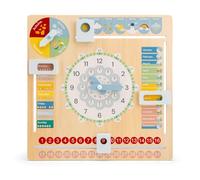Woet Orologio calendario in legno per bambini - Versione inglese - Giocattolo Montessori per imparare l'ora, i giorni, i mesi, le stagioni e il tempo