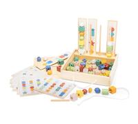 Woet - Perline da infilare in Legno per Bambini - Gioco educativo di Sequenze con Forme e Motivi - Certificato FSC - Cofanetto Montessori di abilità motorie Fini - da 3 Anni - Regalo per Ragazze e