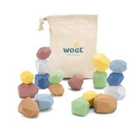 Woet® - Pietre di Equilibrio Giocattolo in Legno per Bambini Piccoli - Set di Impilamento Montessori 18 Pezzi - Giocattolo di Motricità ed Equilibrio - A Partire da 18 Mesi - Regalo per Bambini
