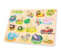 New Classic Toys 10441 Peg-Puzzle, 16 pezzi, 100% legno certificato