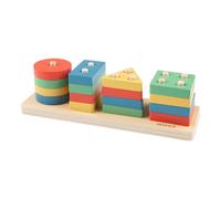 Woet® Puzzle Geometrico a Incastro in Legno, 16 Pezzi | Puzzle geometrico in legno, forme da incastrare e impilare, 4 forme geometriche, motricità fine, gioco educativo, da 1 anno
