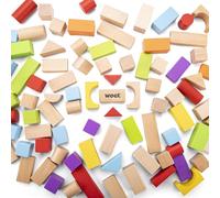 New Classic Toys Nuovi Giocattoli Classic Colorful blocchi di legno di legno di ciliegio - 100 pezzi in batteria con impugnatura , Modelli/Colori Assortiti, 1 Pezzo